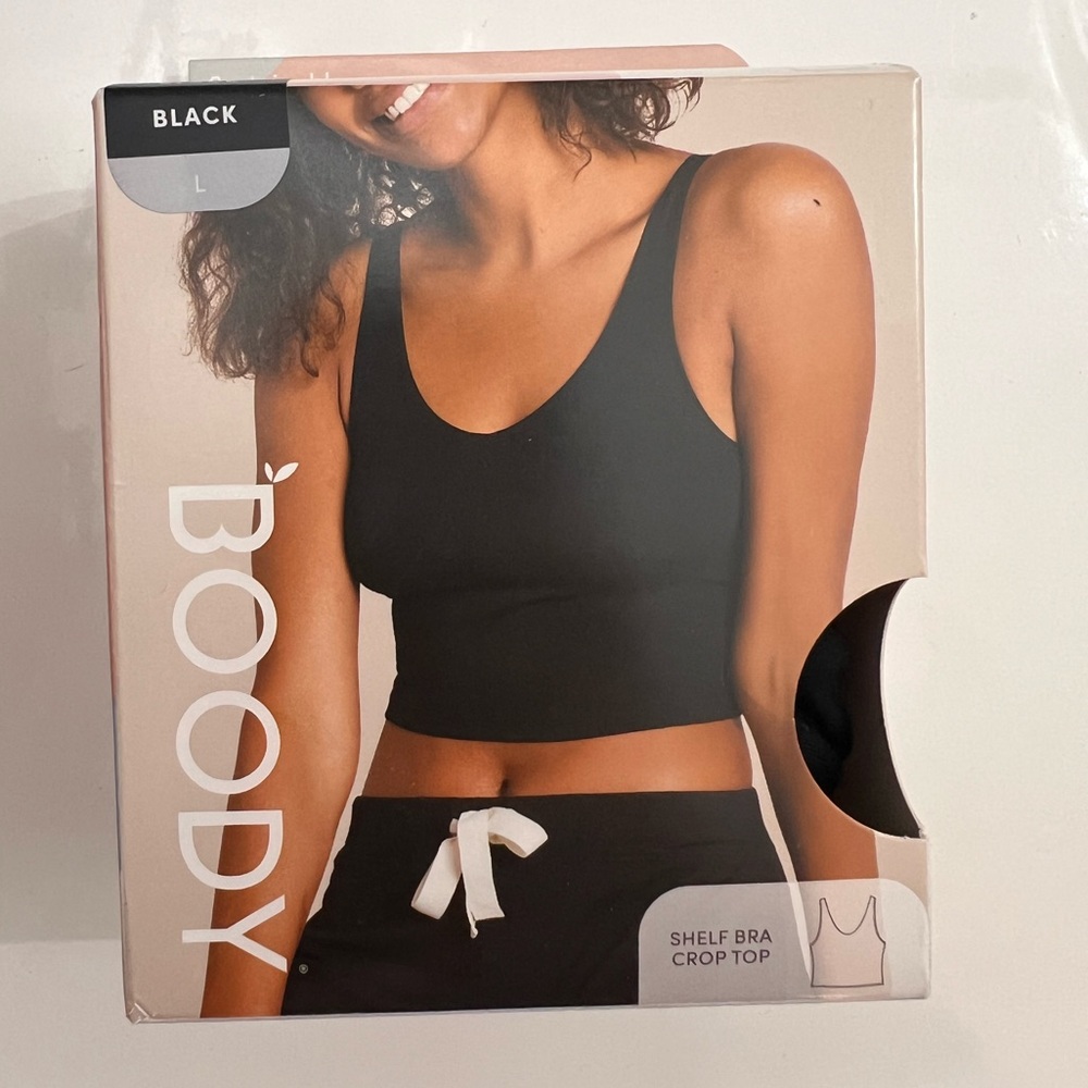 Boody Women's Black Shelf Bra Crop Top